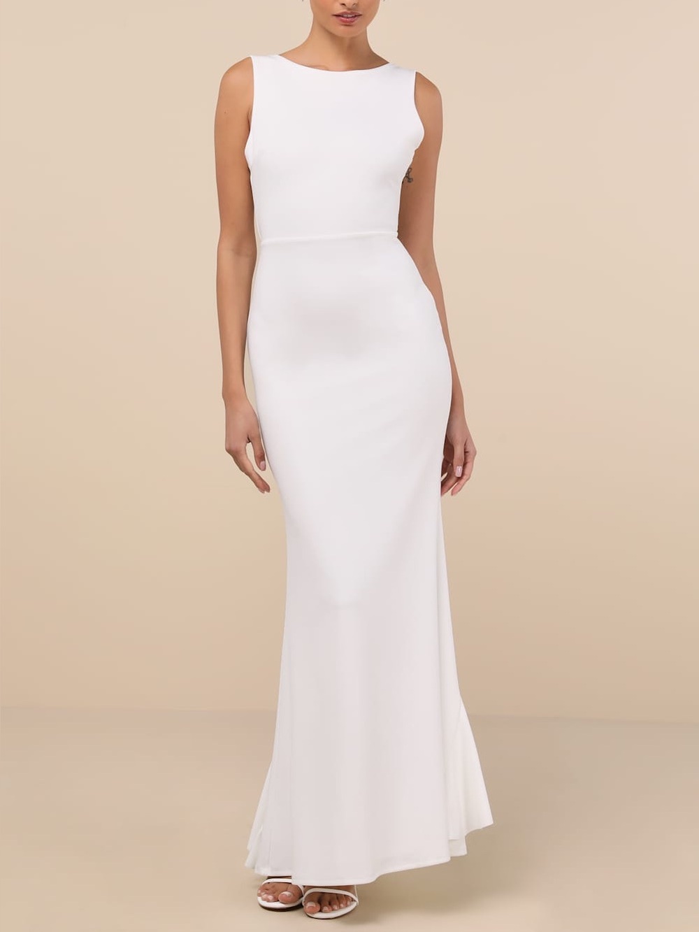 NWOT Lulus Exquisite Refinement Ivory Backless Bow Ruffled Maxi Dress - Picture 2 of 7